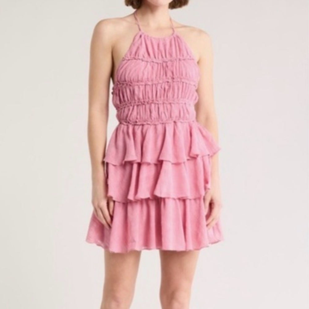 Lush Pink Backless Dress